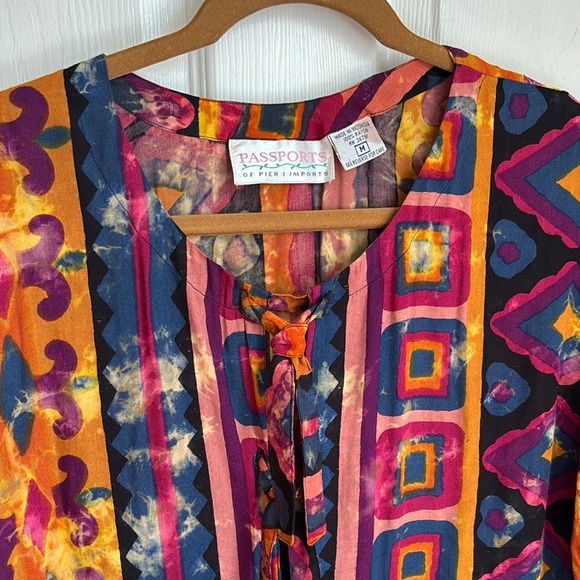 Vintage PIER 1 IMPORTS Colorful Geometric Patterned Cover up Tunic size Medium - Picture 10 of 11